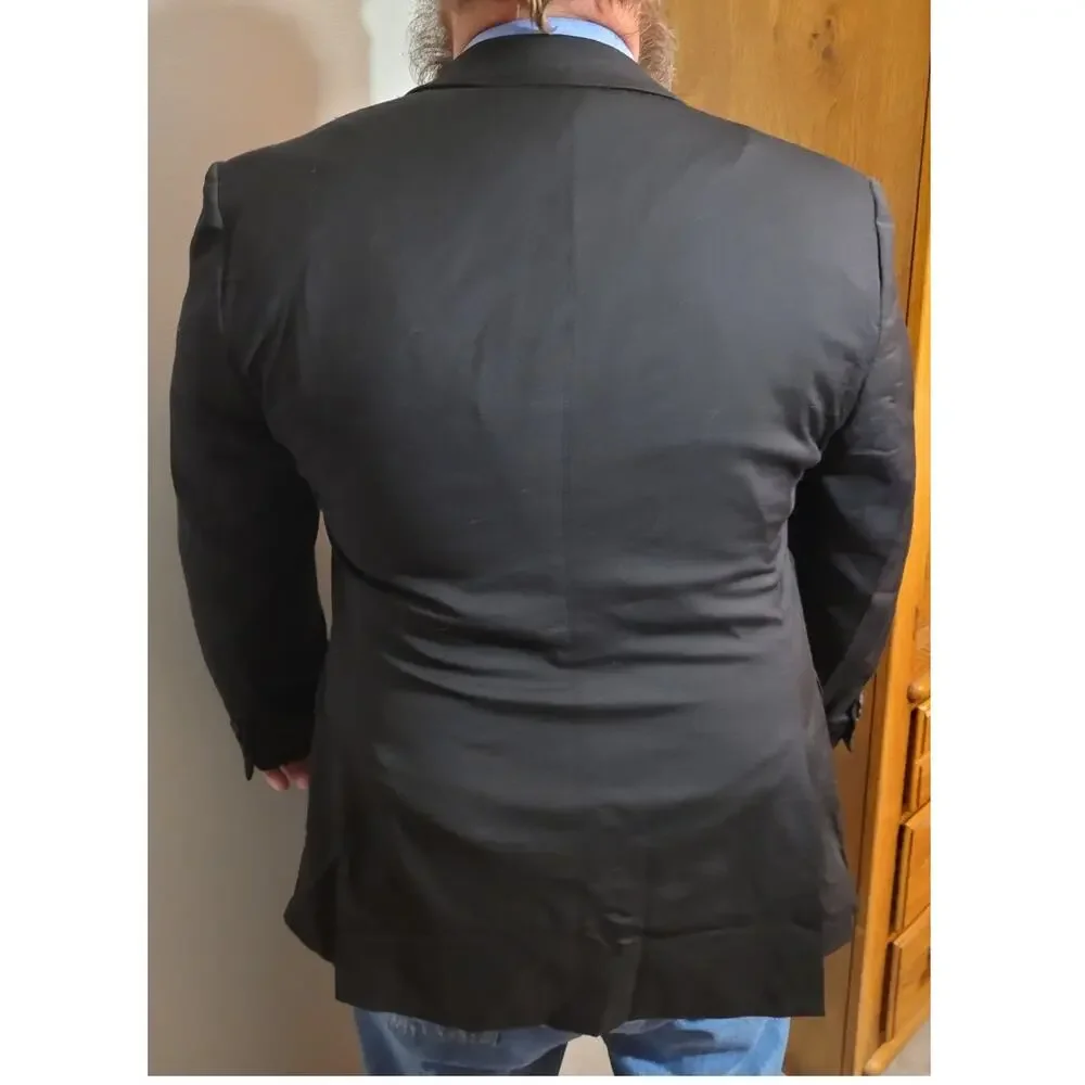 Kenneth Cole Awearness Mens 42L Black Wool Stretch Blazer Suit Jacket Careerwear